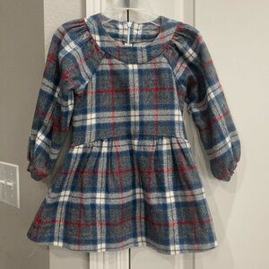 Hannah Kate gray blue red plaid long sleeve dress Size 4 Preowned GUC
